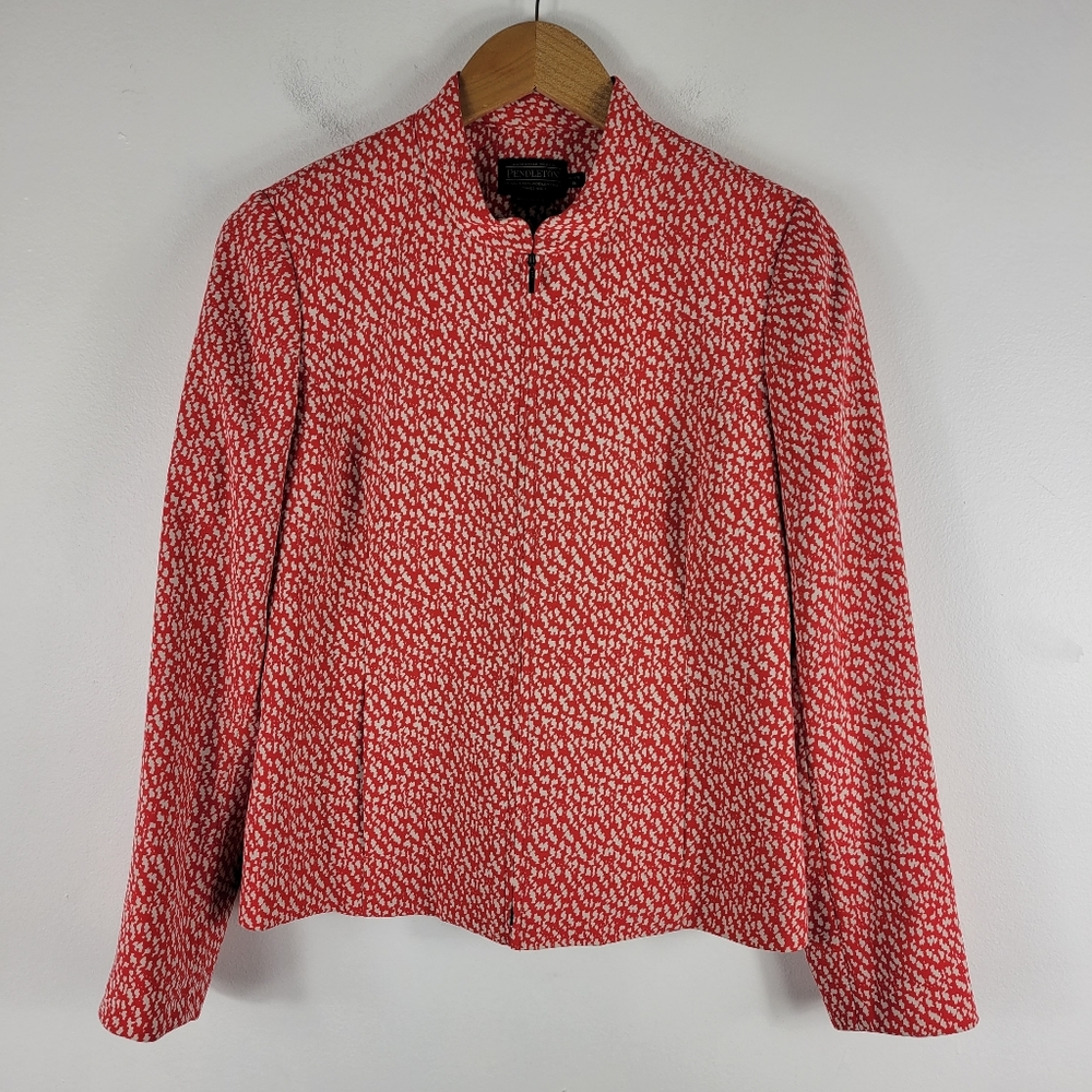 Pendleton Full Zip Long Sleeve Speckled Pebbled Print Blazer Light Weight Jacket